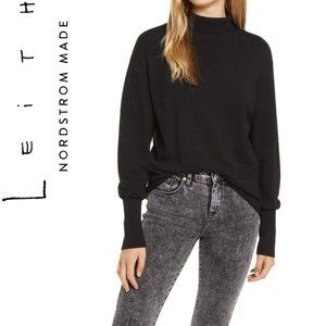 Women's Leith Mock Neck Sweater, Size Large - Black